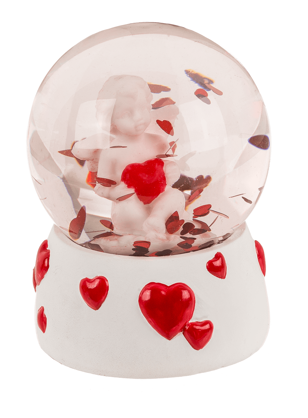 Polyresin glitterball, Angel withl heart,