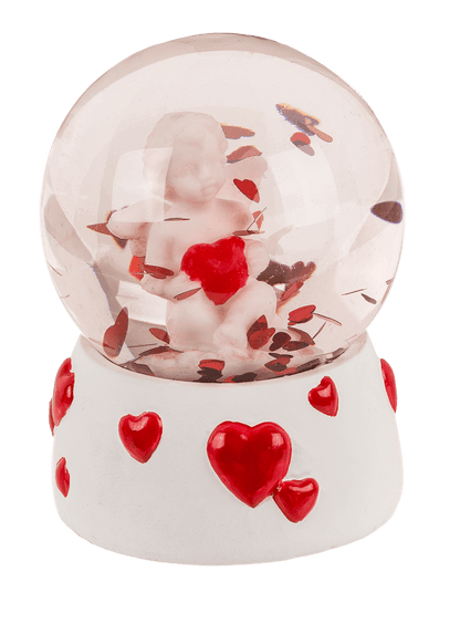 Polyresin glitterball, Angel withl heart,