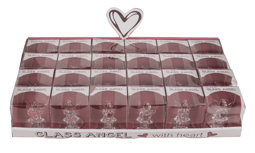 Glass Angel with Heart, 5 cm,