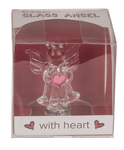 Glass Angel with Heart, 5 cm,