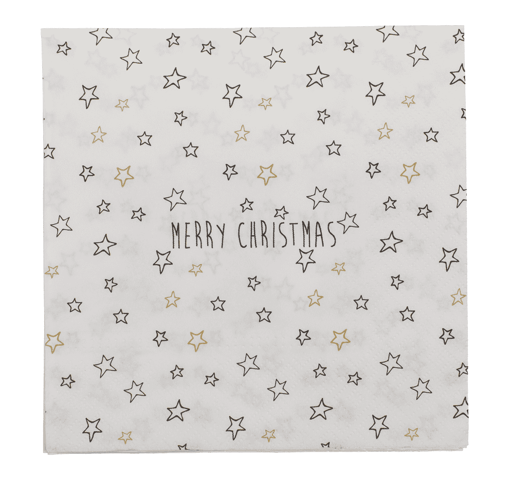 Paper napkins, Merry Christmas, with stars,