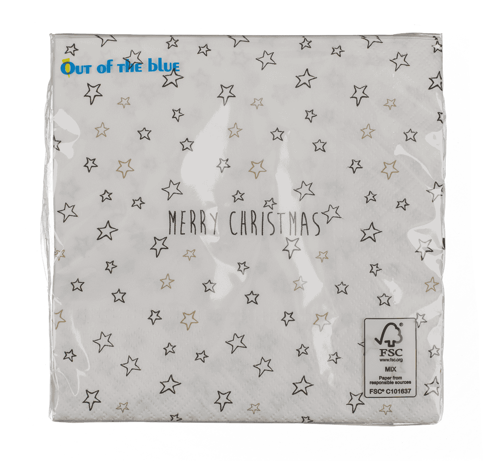 Paper napkins, Merry Christmas, with stars,