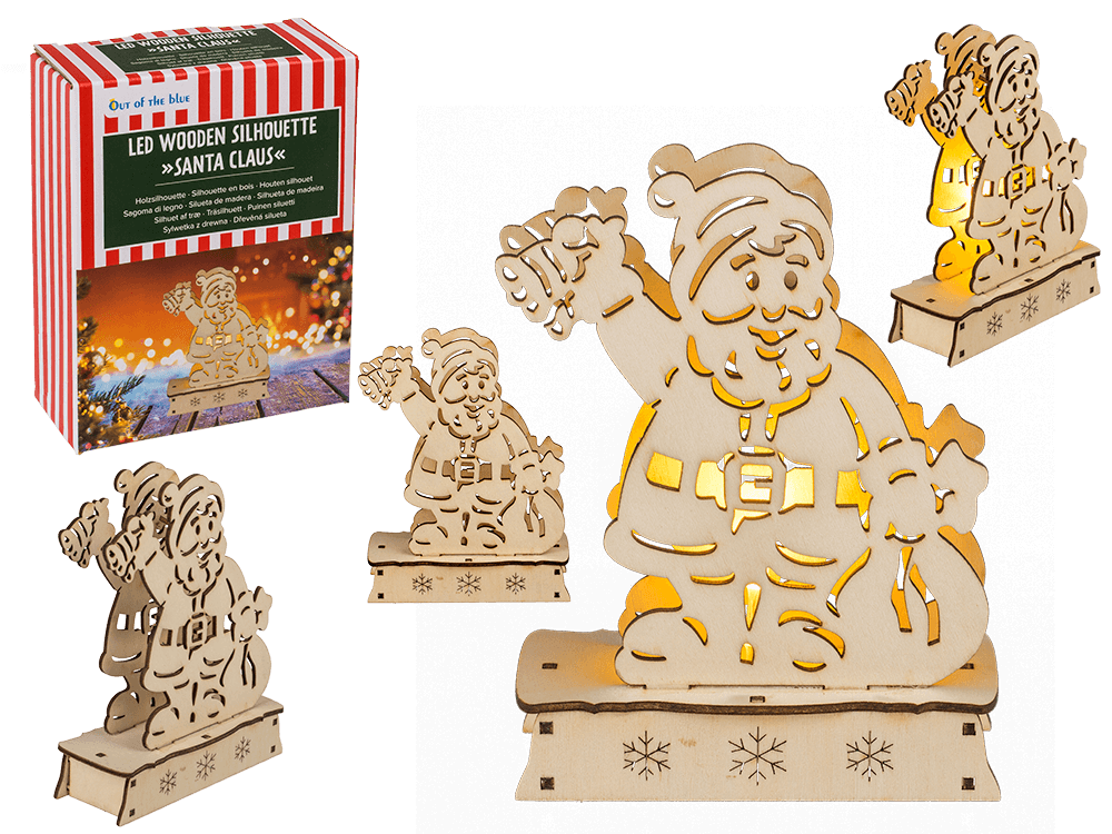 Wooden silhouette, Santa Claus, with LED