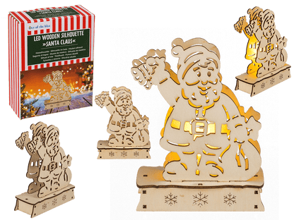 Wooden  silhouette, Santa Claus, with LED