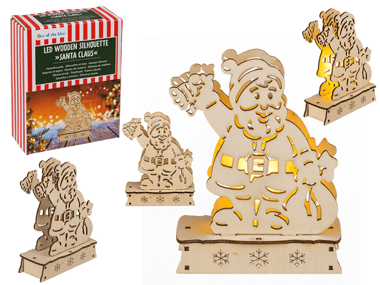 Wooden  silhouette, Santa Claus, with LED
