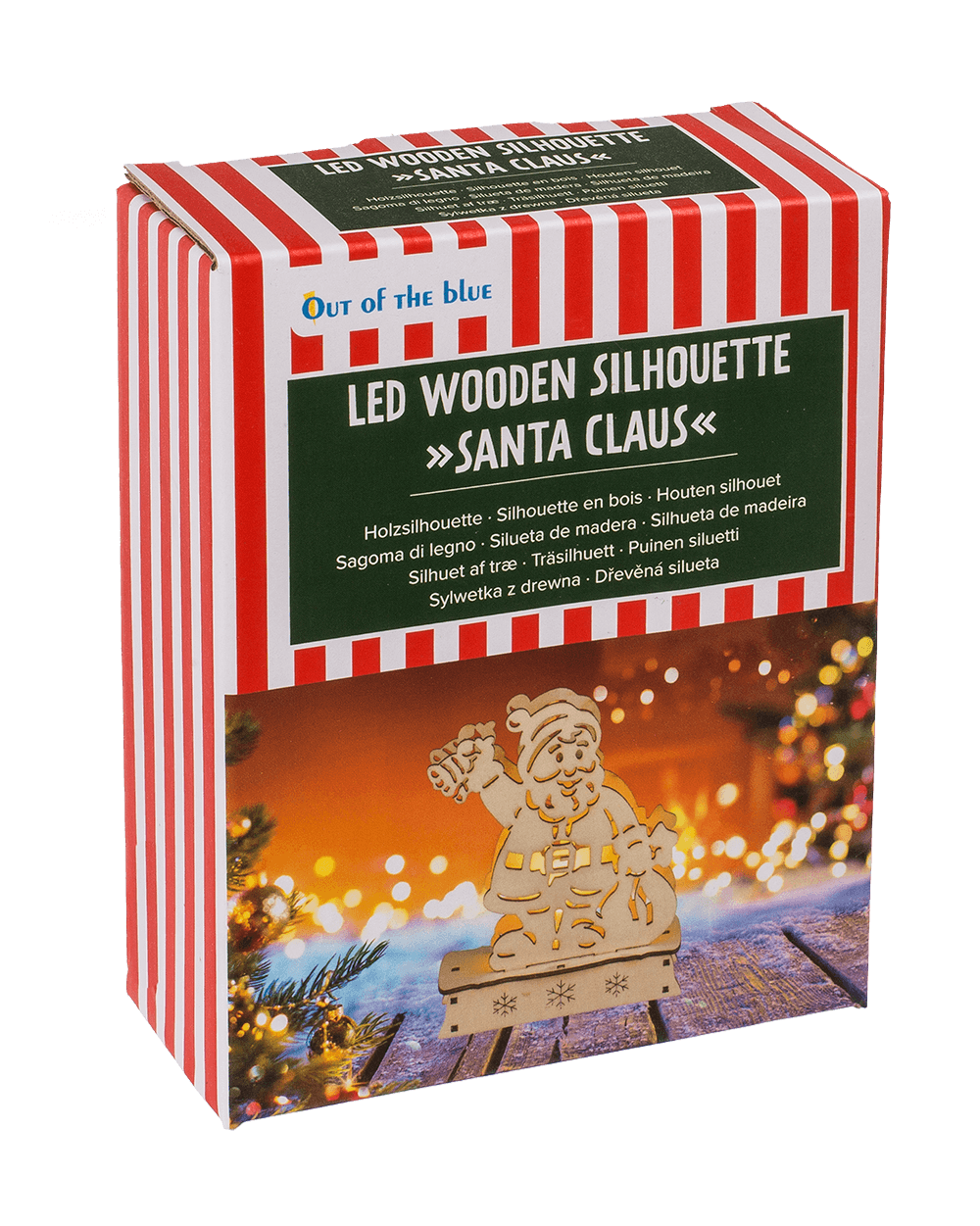 Wooden  silhouette, Santa Claus, with LED