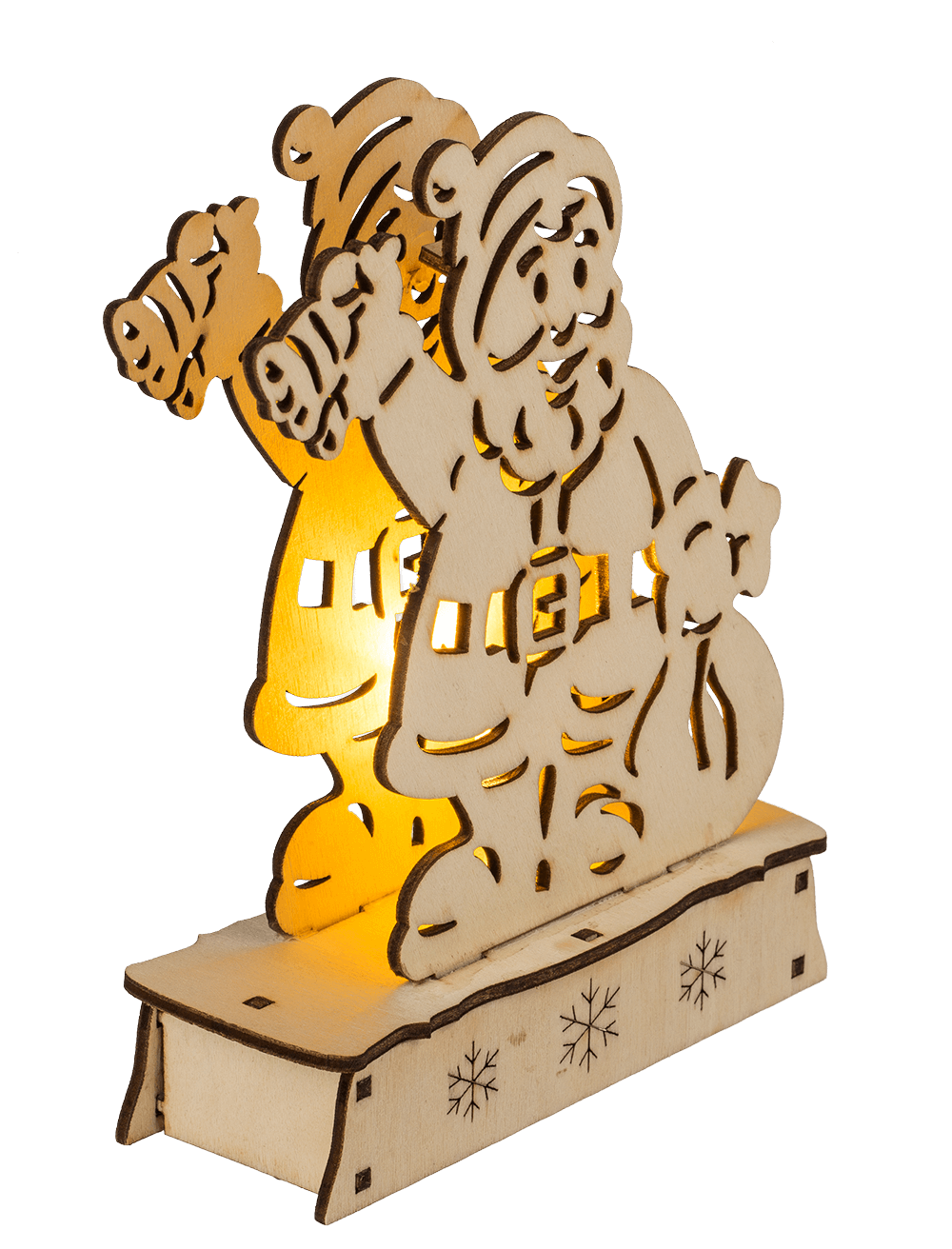 Wooden  silhouette, Santa Claus, with LED