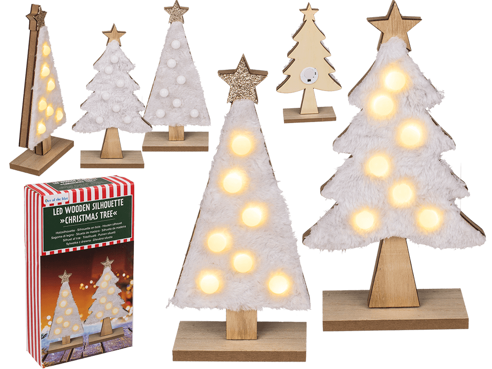 Wooden  silhouette, Christmas Tree, with LED