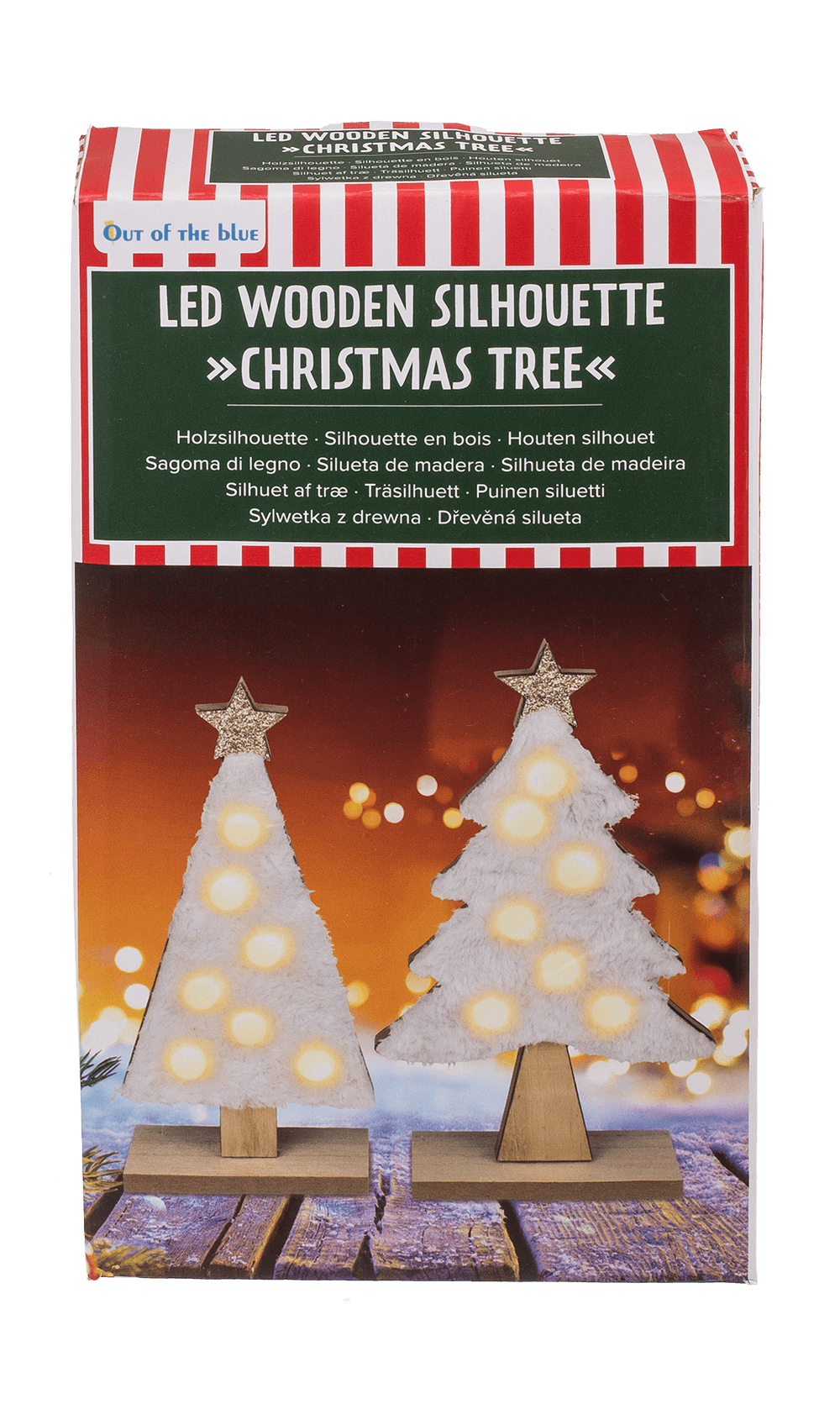 Wooden  silhouette, Christmas Tree, with LED