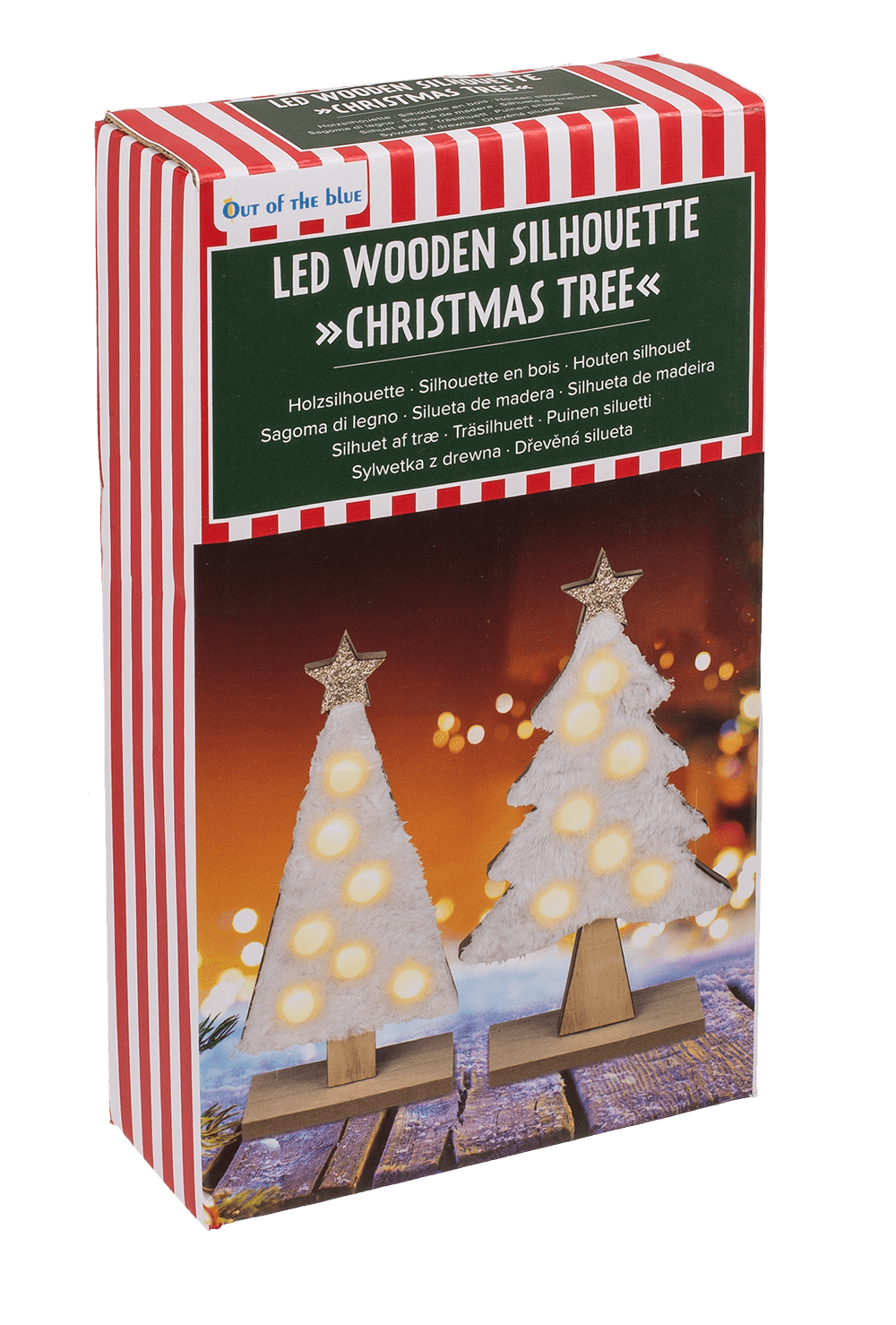 Wooden  silhouette, Christmas Tree, with LED