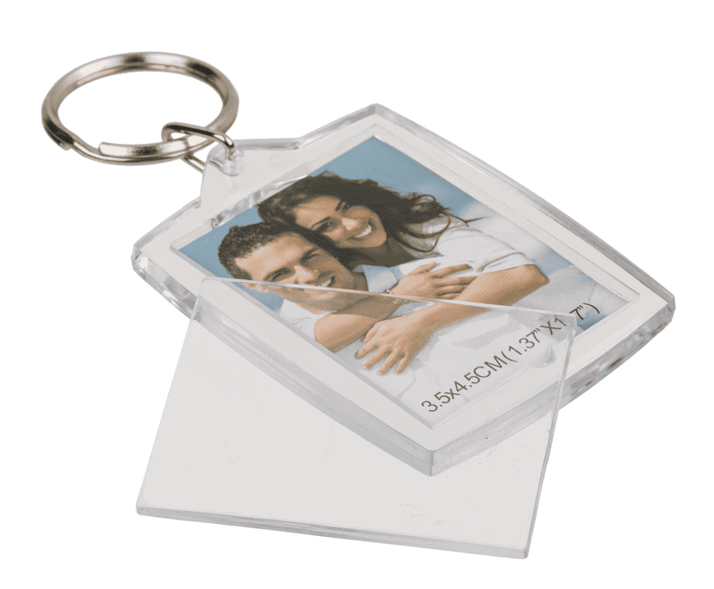 Acrylic keyring for two passport photos,