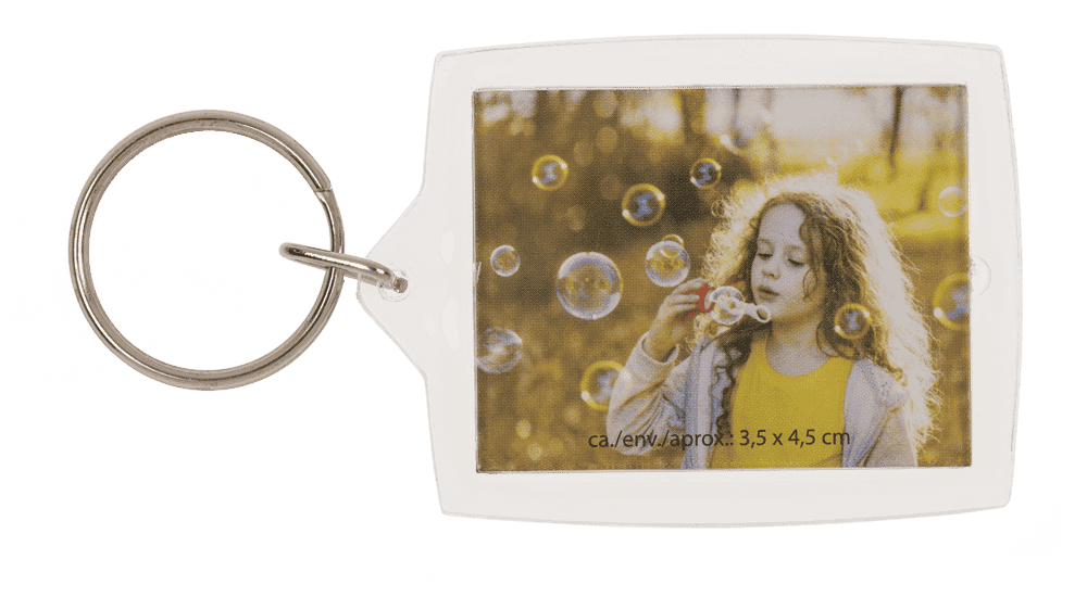 Acrylic keyring for two passport photos,