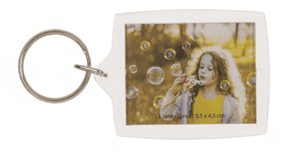 Acrylic keyring for two passport photos,