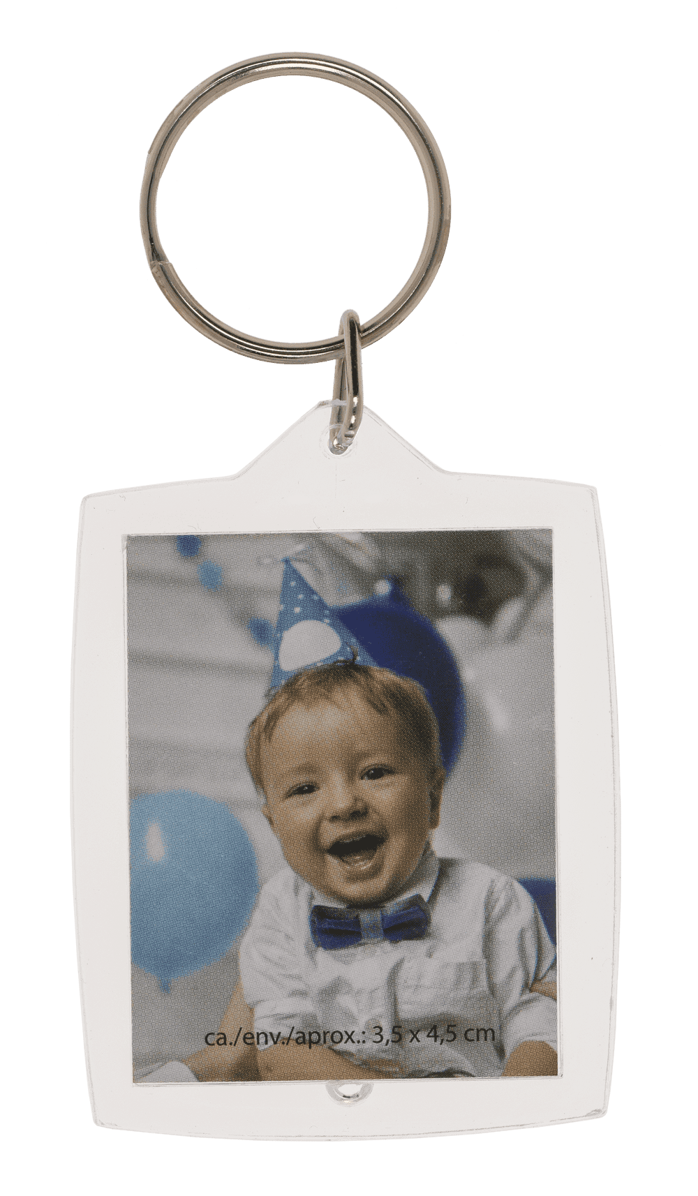 Acrylic keyring for two passport photos,