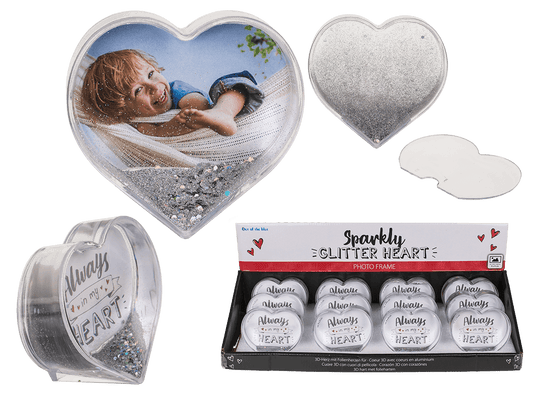 3D Acrylic heart waterglobe with heart foils,