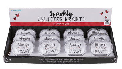 3D Acrylic heart waterglobe with heart foils,