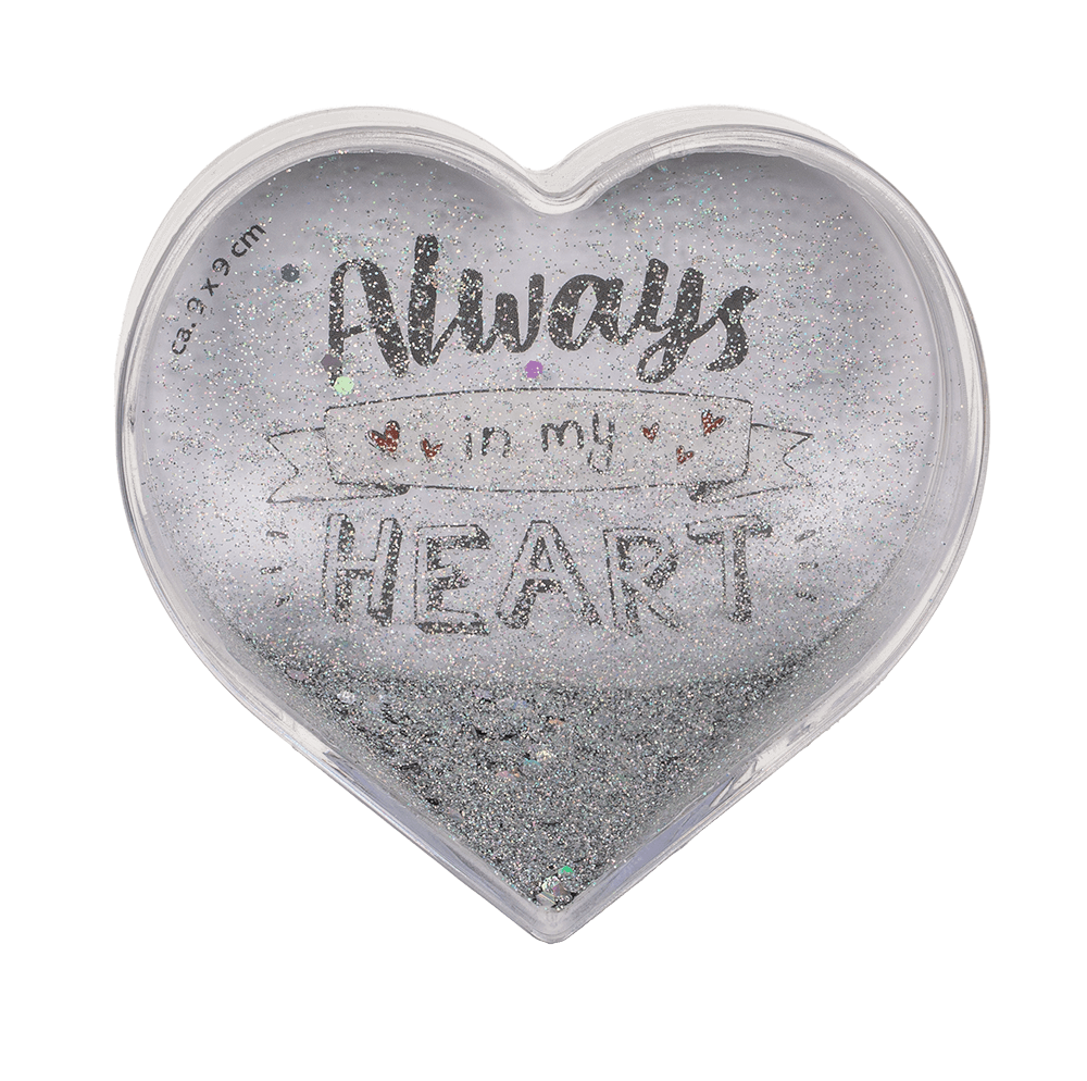 3D Acrylic heart waterglobe with heart foils,