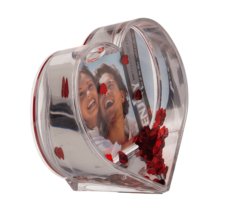 3D-Acrylic glitter heart waterglobe  with heart