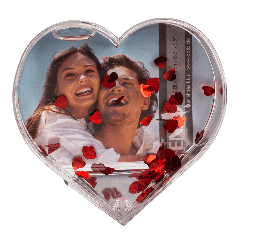 3D-Acrylic glitter heart waterglobe  with heart