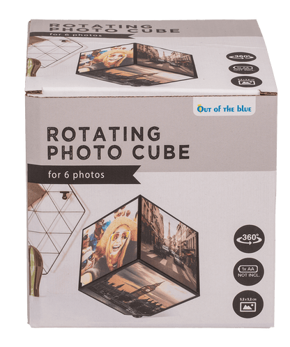Rotating picture cube for 6 photos 11 x 11 cm,