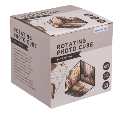 Rotating picture cube for 6 photos 11 x 11 cm,
