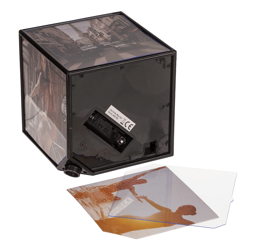 Rotating picture cube for 6 photos 11 x 11 cm,