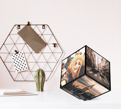 Rotating picture cube for 6 photos 11 x 11 cm,