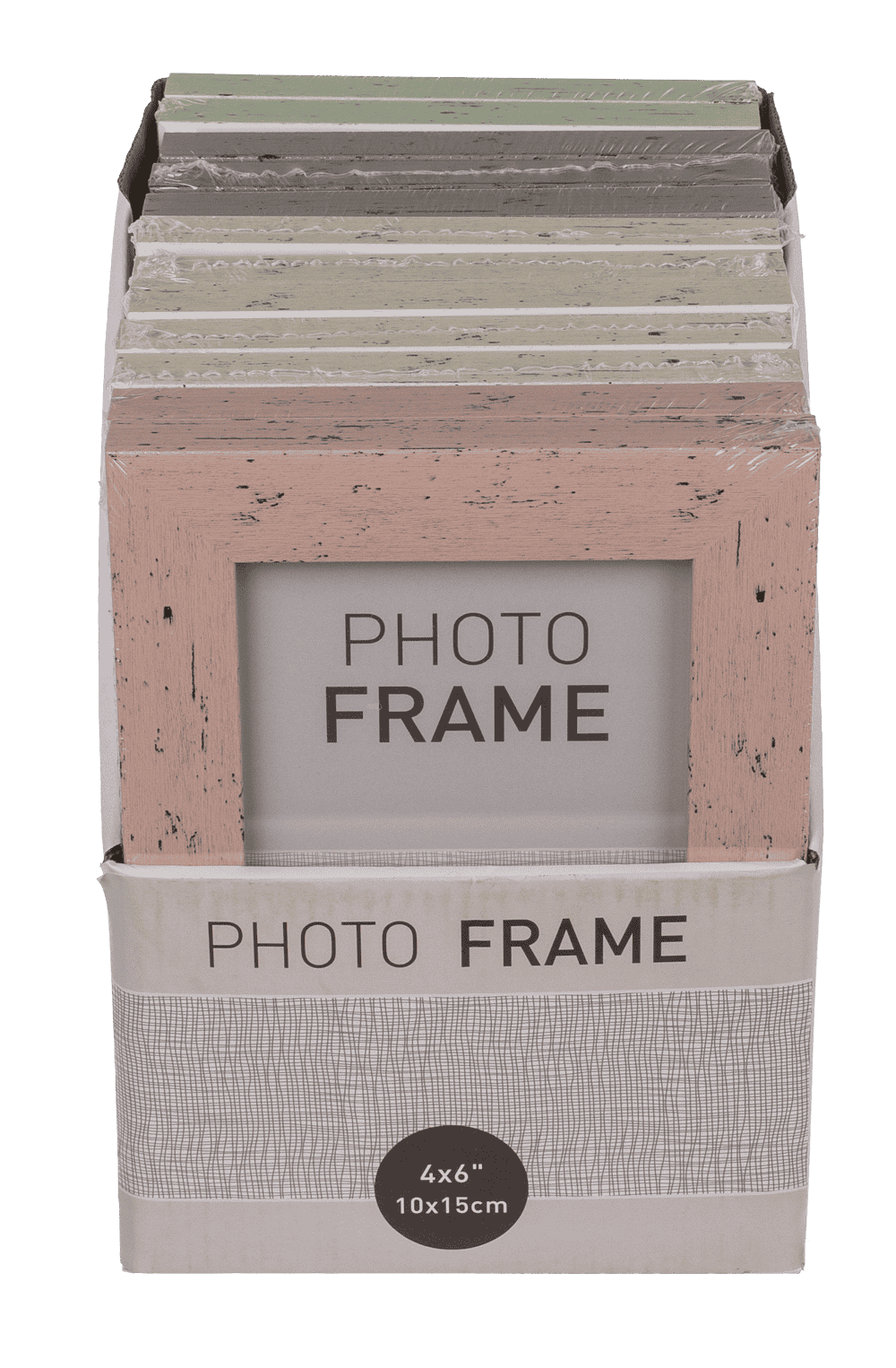 Pastel coloured plastic photo frame in wooden,