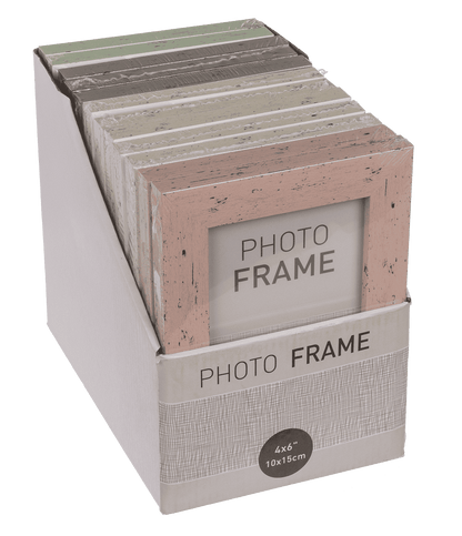 Pastel coloured plastic photo frame in wooden,