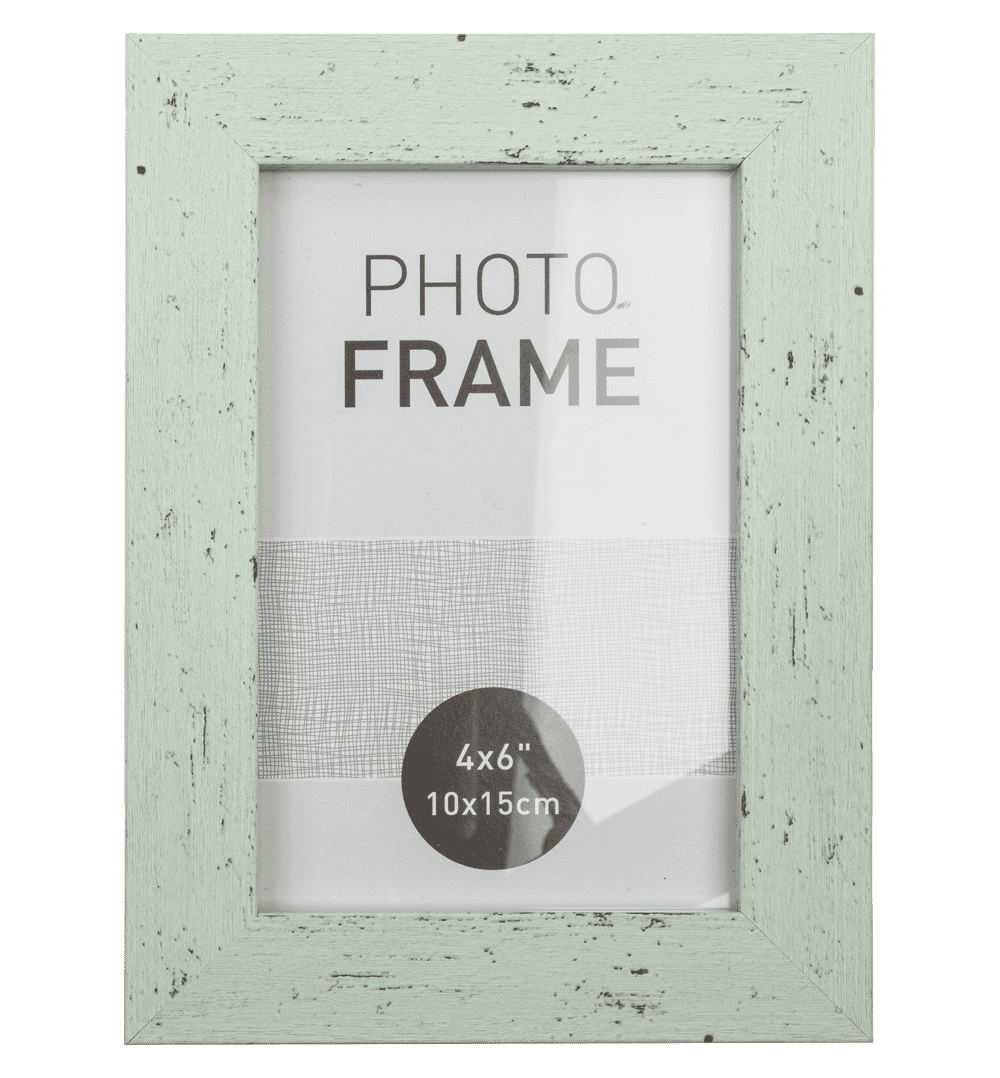 Pastel coloured plastic photo frame in wooden,