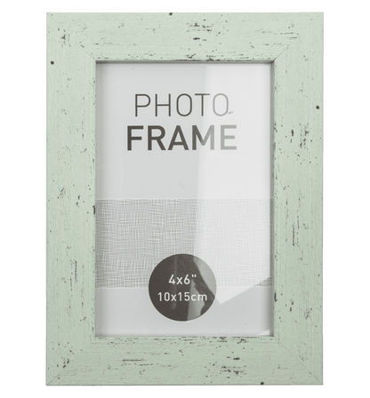 Pastel coloured plastic photo frame in wooden,