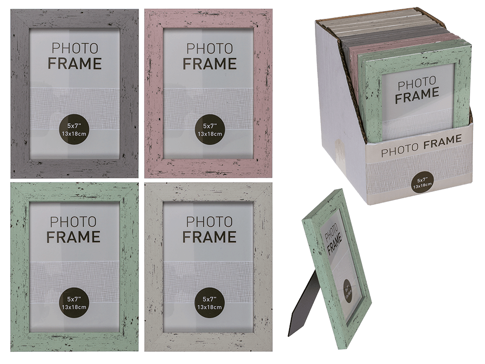 Pastel-Coloured Plastic Photo Frame in Wooden,