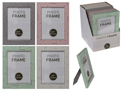 Pastel-Coloured Plastic Photo Frame in Wooden,