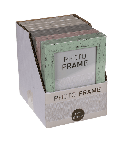 Pastel-Coloured Plastic Photo Frame in Wooden,