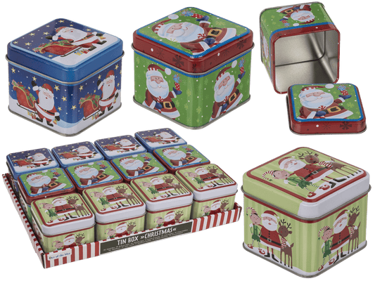 Square tin box, Chrismtas,
