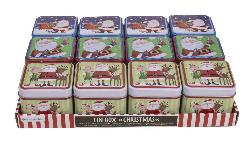 Square tin box, Chrismtas,