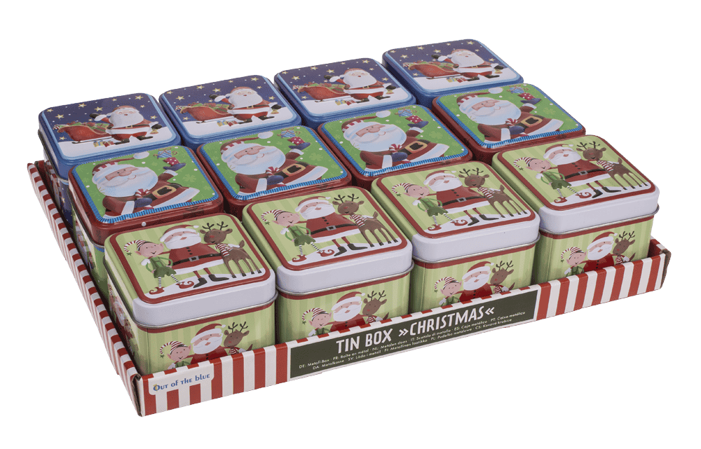 Square tin box, Chrismtas,