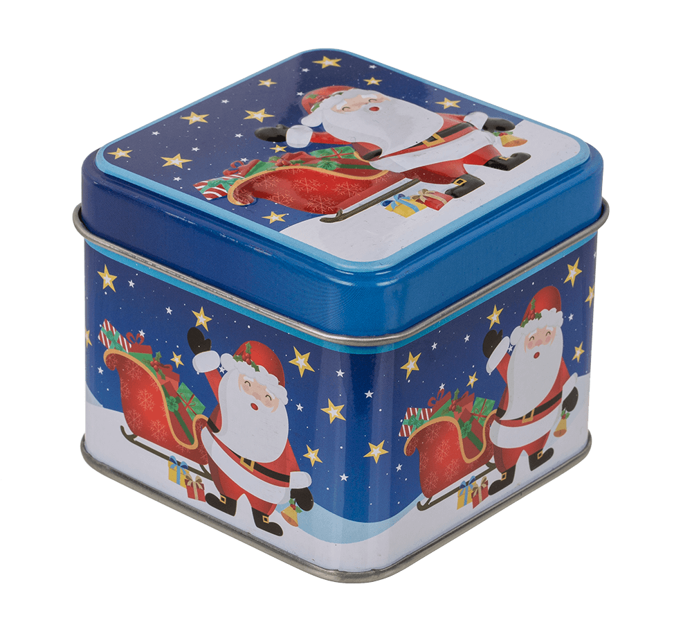 Square tin box, Chrismtas,