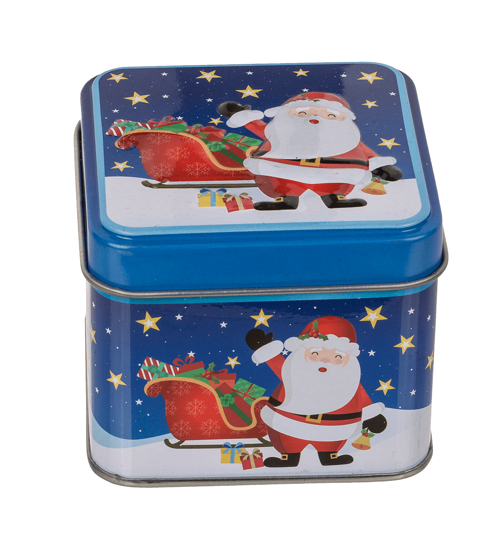 Square tin box, Chrismtas,