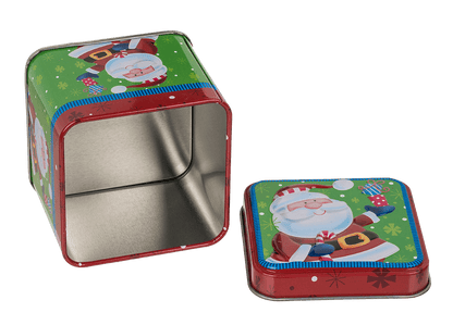 Square tin box, Chrismtas,