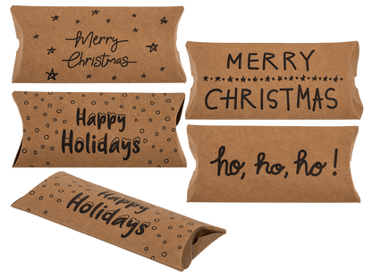 Kraft paper pillow box, Christmas,
