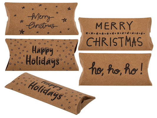Kraft paper pillow box, Christmas,