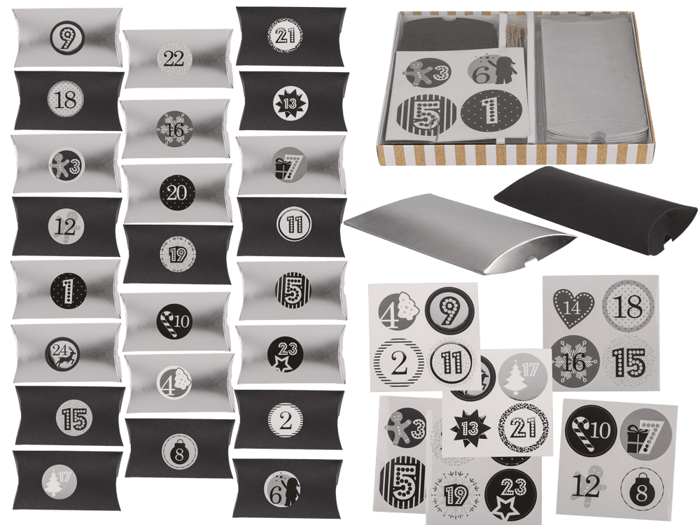 Black/silver coloured advent calender,