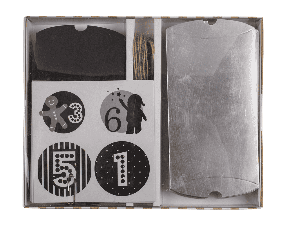 Black/silver coloured advent calender,