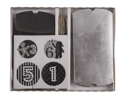 Black/silver coloured advent calender,