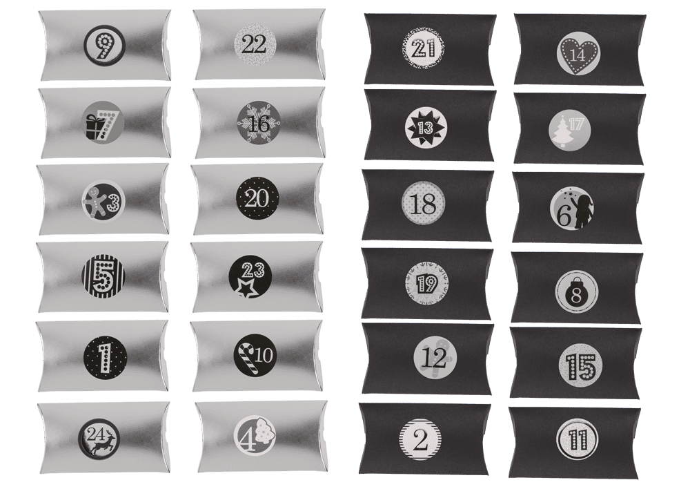 Black/silver coloured advent calender,