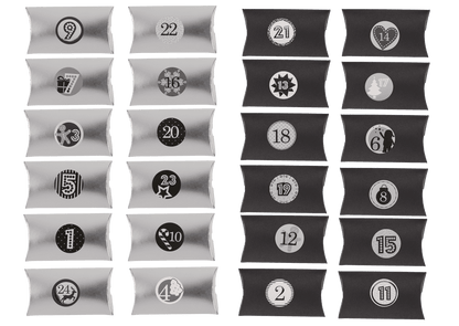 Black/silver coloured advent calender,