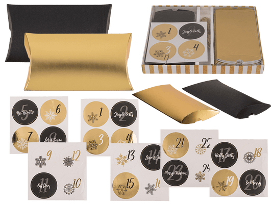 Black/gold colored advent calender,