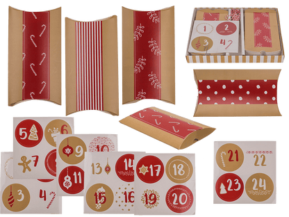 Red/nature coloured advent calender,