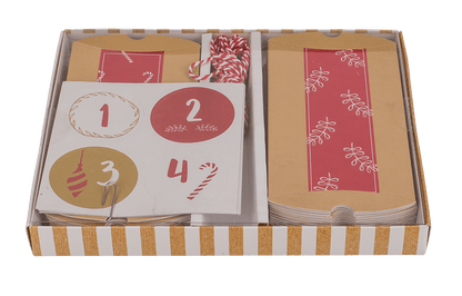 Red/nature coloured advent calender,